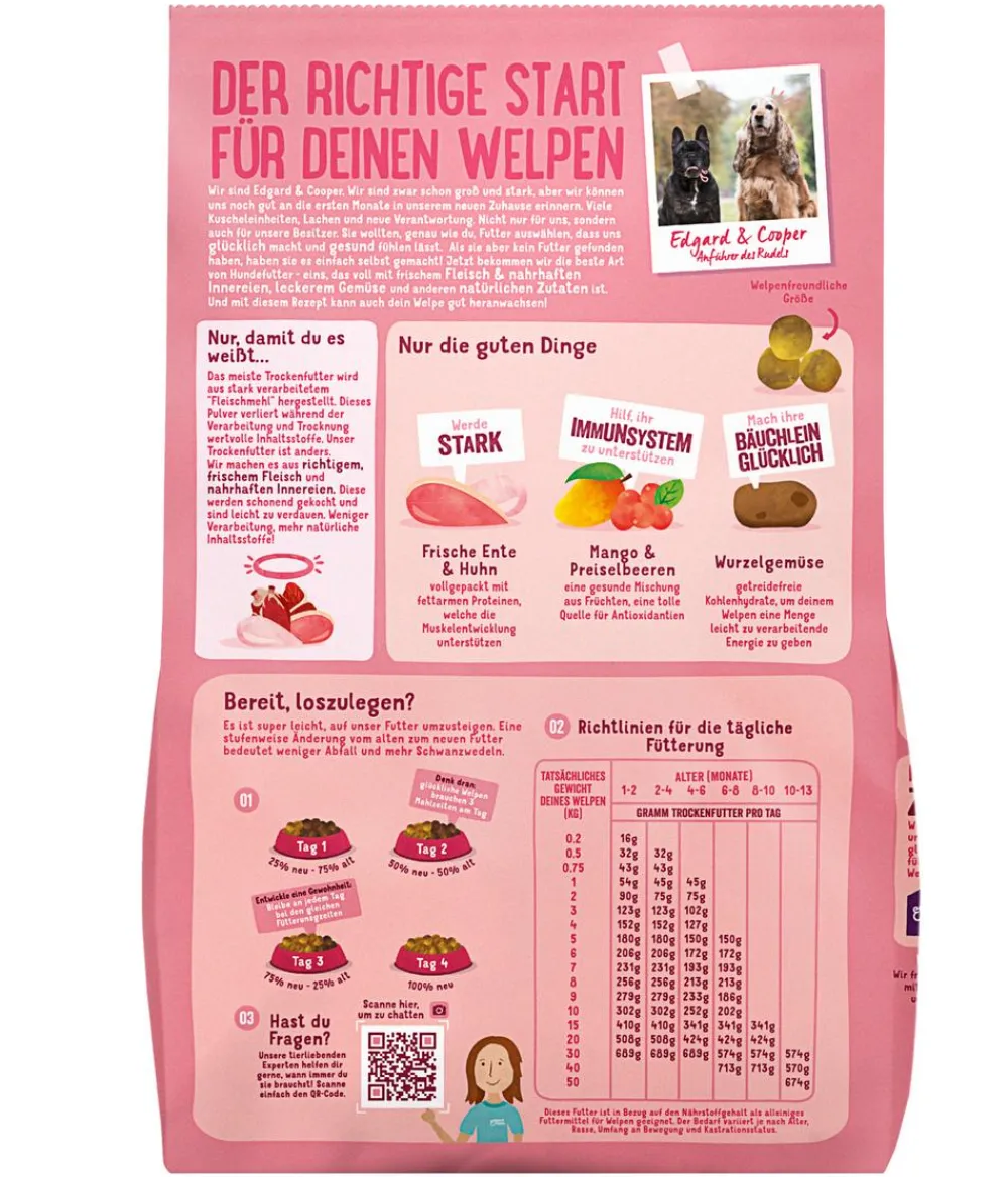 Edgard & Cooper® Trockenfutter Hund > Edgard & Cooper Tockenfutter für Hunde, Fabelhafte Freilaufente, & -Huhn, Welpen