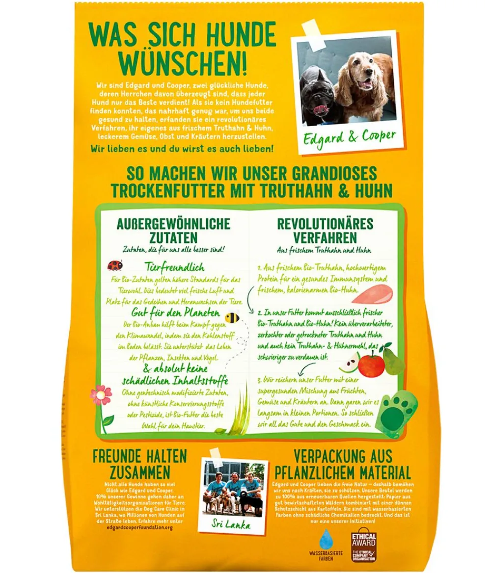 Edgard & Cooper® Trockenfutter Hund - Edgard & Cooper Trockenfutter für Hunde, Bio, Grandioser Freiland-Truthahn & -Huhn Adult