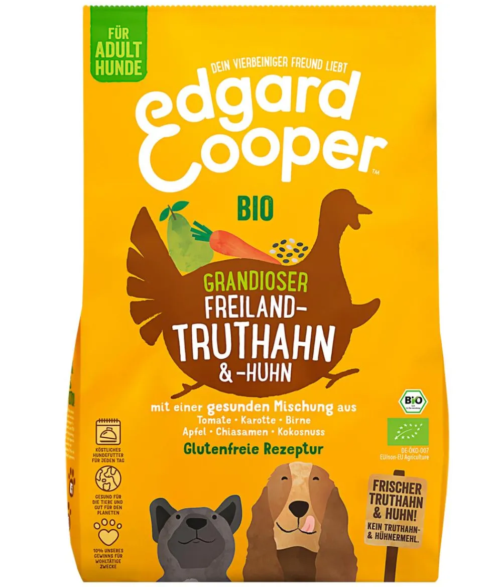 Edgard & Cooper® Trockenfutter Hund - Edgard & Cooper Trockenfutter für Hunde, Bio, Grandioser Freiland-Truthahn & -Huhn Adult