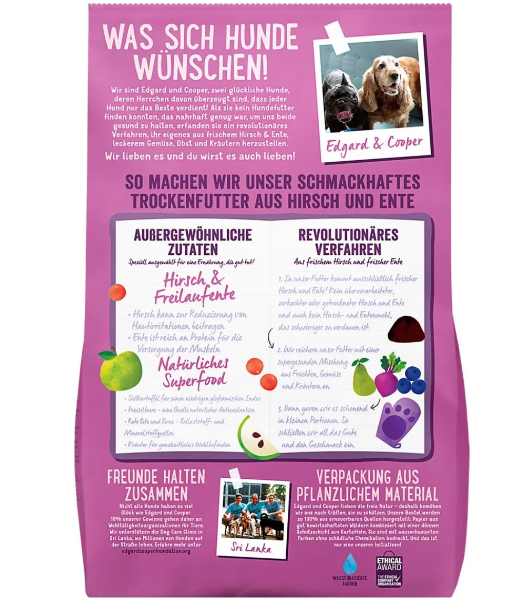 Edgard & Cooper® Trockenfutter Hund > Edgard & Cooper Trockenfutter für Hunde, Schmackhafter Hirsch & Freilaufente Adult