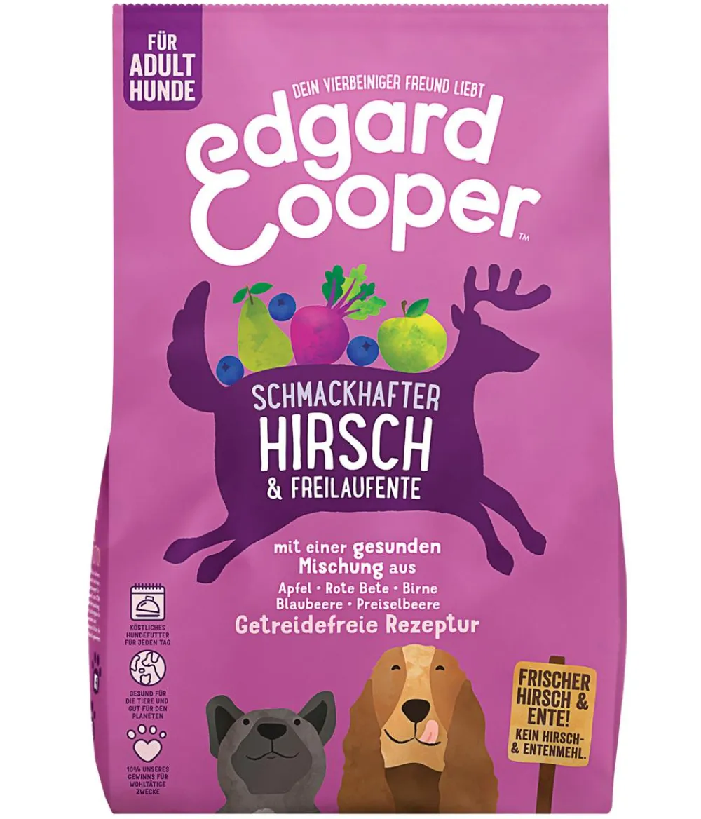 Edgard & Cooper® Trockenfutter Hund - Edgard & Cooper Trockenfutter für Hunde, Schmackhafter Hirsch & Freilaufente Adult