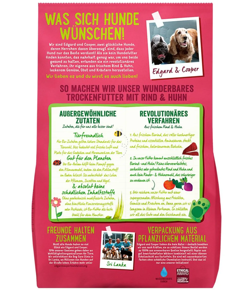 Edgard & Cooper® Trockenfutter Hund - Edgard & Cooper Trockenfutter für Hunde, Bio, Wunderbares Rind & Freiland-Huhn Adult