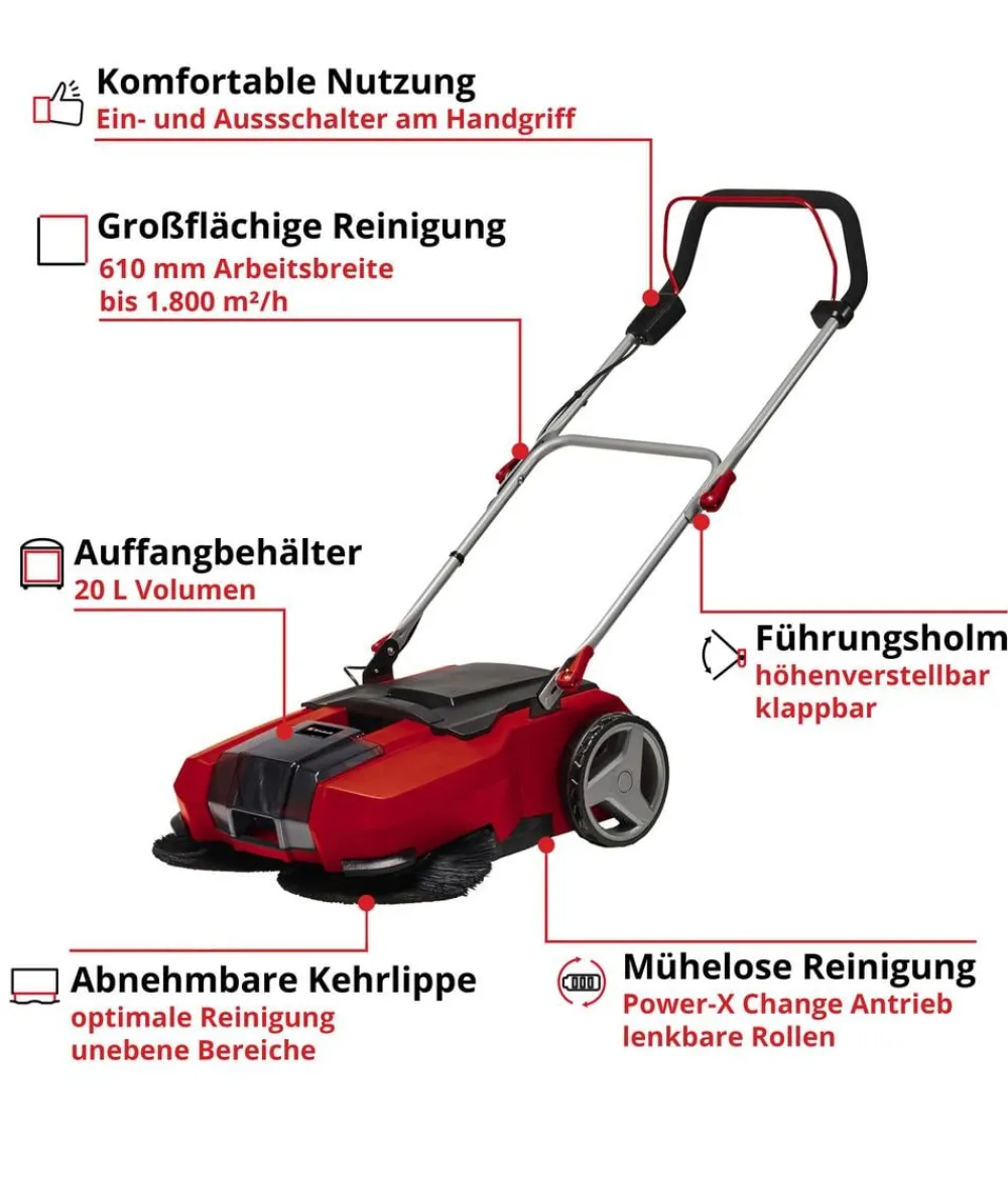 Einhell Akku-Kehrmaschine TE-SW 18/610 Li-Solo Clearance