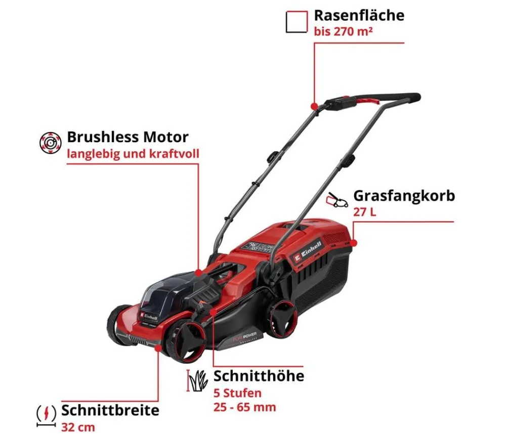 Einhell Gartengeräte > Akku-Rasenmäher GE-CM 18/32 C Li BL, inkl. 4,0 Ah Akku & Schnellladegerät