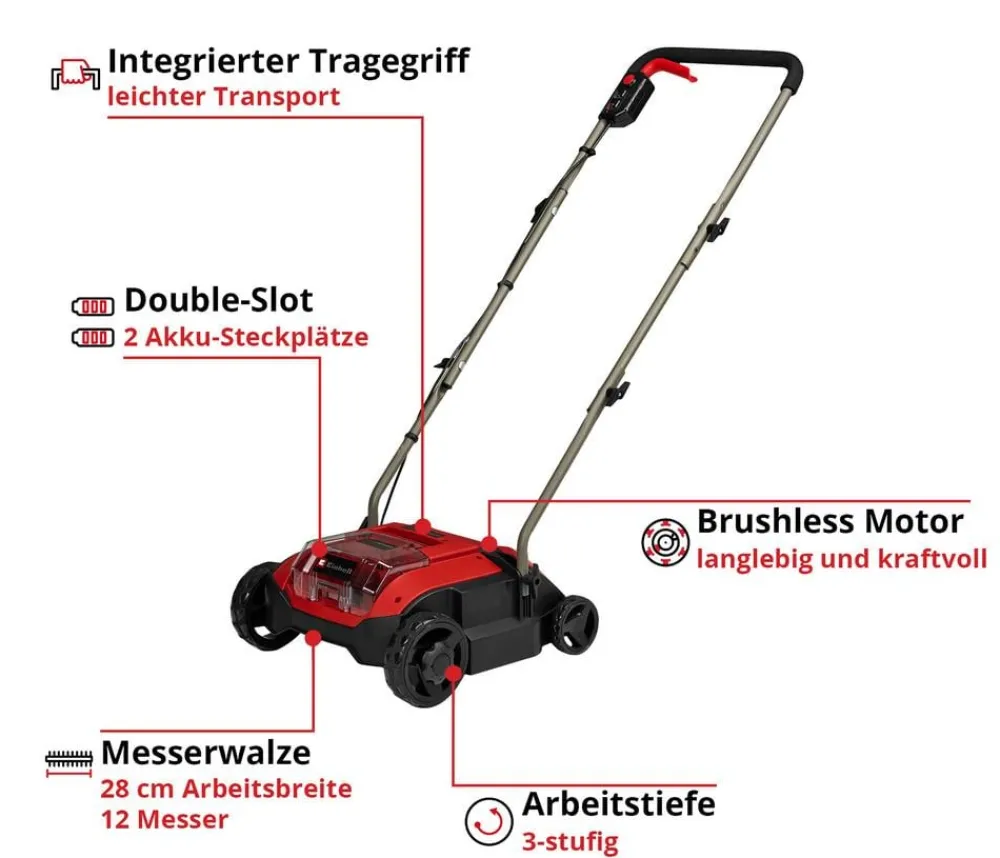 Einhell Gartengeräte - Akku-Vertikutierer-Lüfter GC-SC 18/28 DS Li-Solo