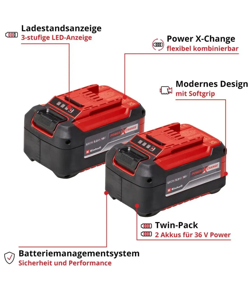 Einhell Gartengeräte Zubehör > Akku 2x 18 V 5,2 Ah PXC-Twinpack