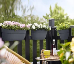 Elho Pflanzkübel & Blumenkästen|Blumenampeln & -Schalen - Kunststoff-Balkonhängetopf Vibia Campana Easy, länglich Anthrazit