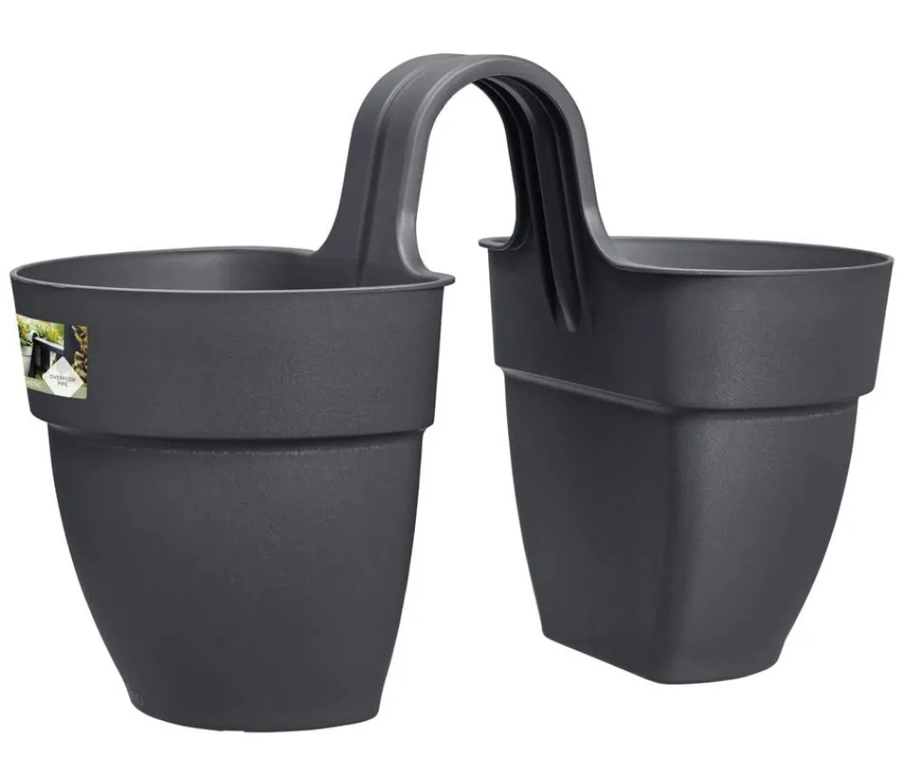 Elho Pflanzkübel & Blumenkästen - Kunststoff-Relingtöpfe Vibia Campana, , ca. B27/H21/T38 cm Anthrazit