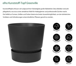 Elho Blumentöpfe & Übertöpfe - Kunststoff-Topf Greenville Schwarz