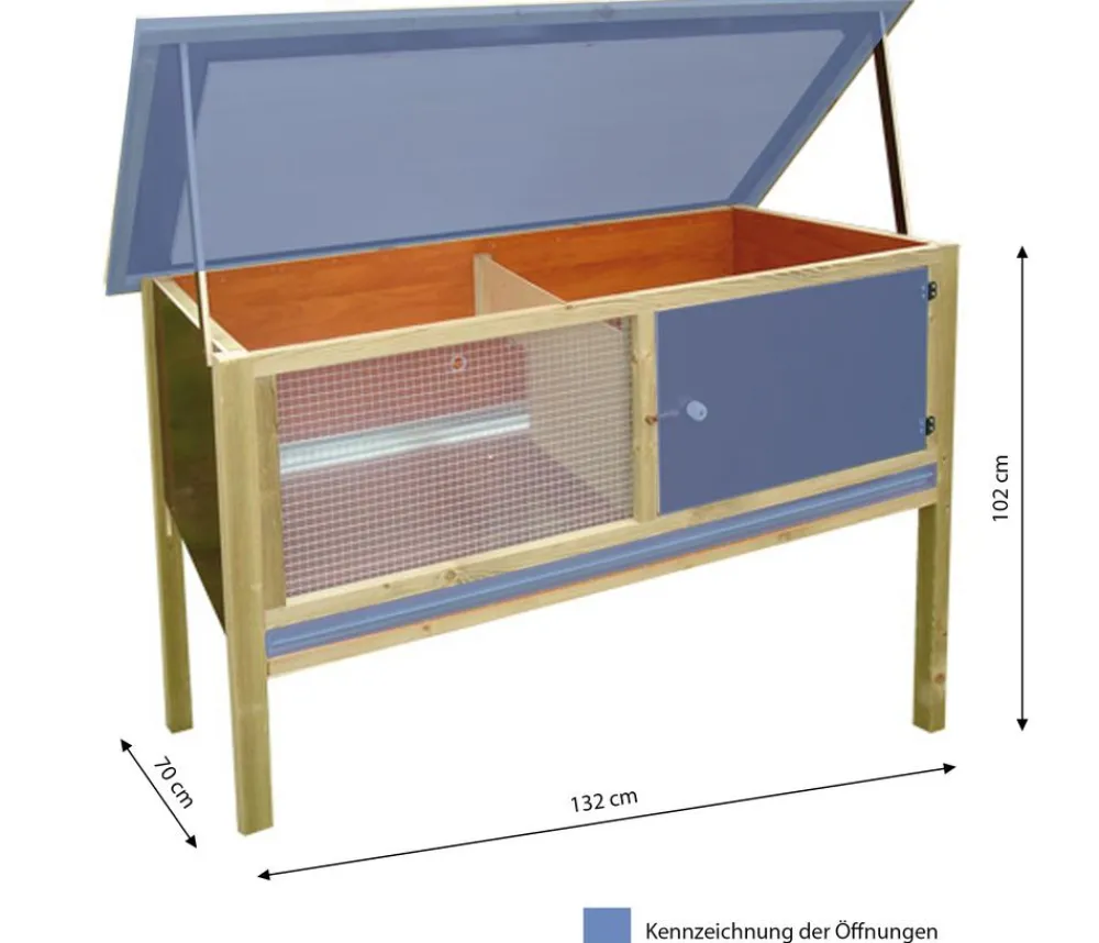 Elmato® Kaninchenstall & Hasenstall > Kaninchenstall Iso-Holzheim, ca. B132/H102/T70 cm