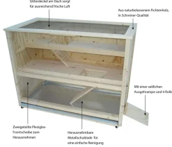 Elmato® Nager-Zimmervoliere Luxus auf Rollen, ca. B117/H94/T62 cm Beige Best