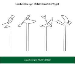 Esschert Design Metall-Rankhilfe Vogel, verschiedene Ausführungen, ca. H37,8 cm Schwarz Outlet