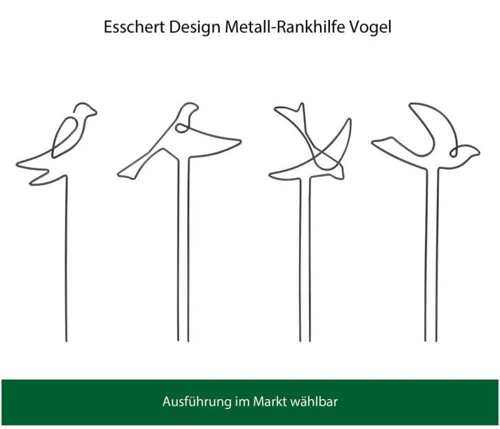 Esschert Design Metall-Rankhilfe Vogel, verschiedene Ausführungen, ca. H37,8 cm Schwarz Outlet