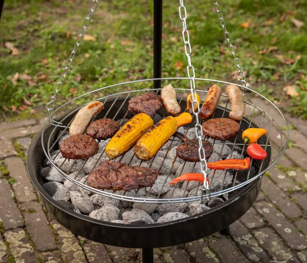 Esschert Design Feuerschalen|Holzkohlegrills - Esschert Grill-Feuerschale inkl. Dreibein, ca. B67,5/H157/T77 cm Schwarz