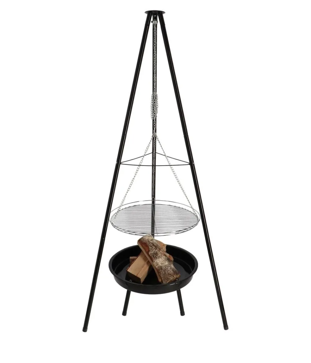 Esschert Design Feuerschalen|Holzkohlegrills - Esschert Grill-Feuerschale inkl. Dreibein, ca. B67,5/H157/T77 cm Schwarz