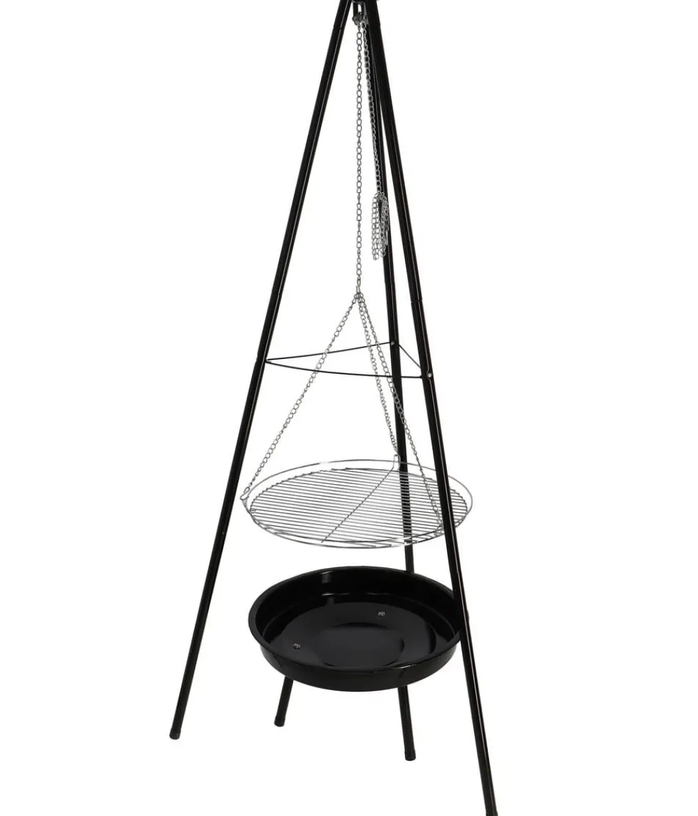 Esschert Design Feuerschalen|Holzkohlegrills - Esschert Grill-Feuerschale inkl. Dreibein, ca. B67,5/H157/T77 cm Schwarz