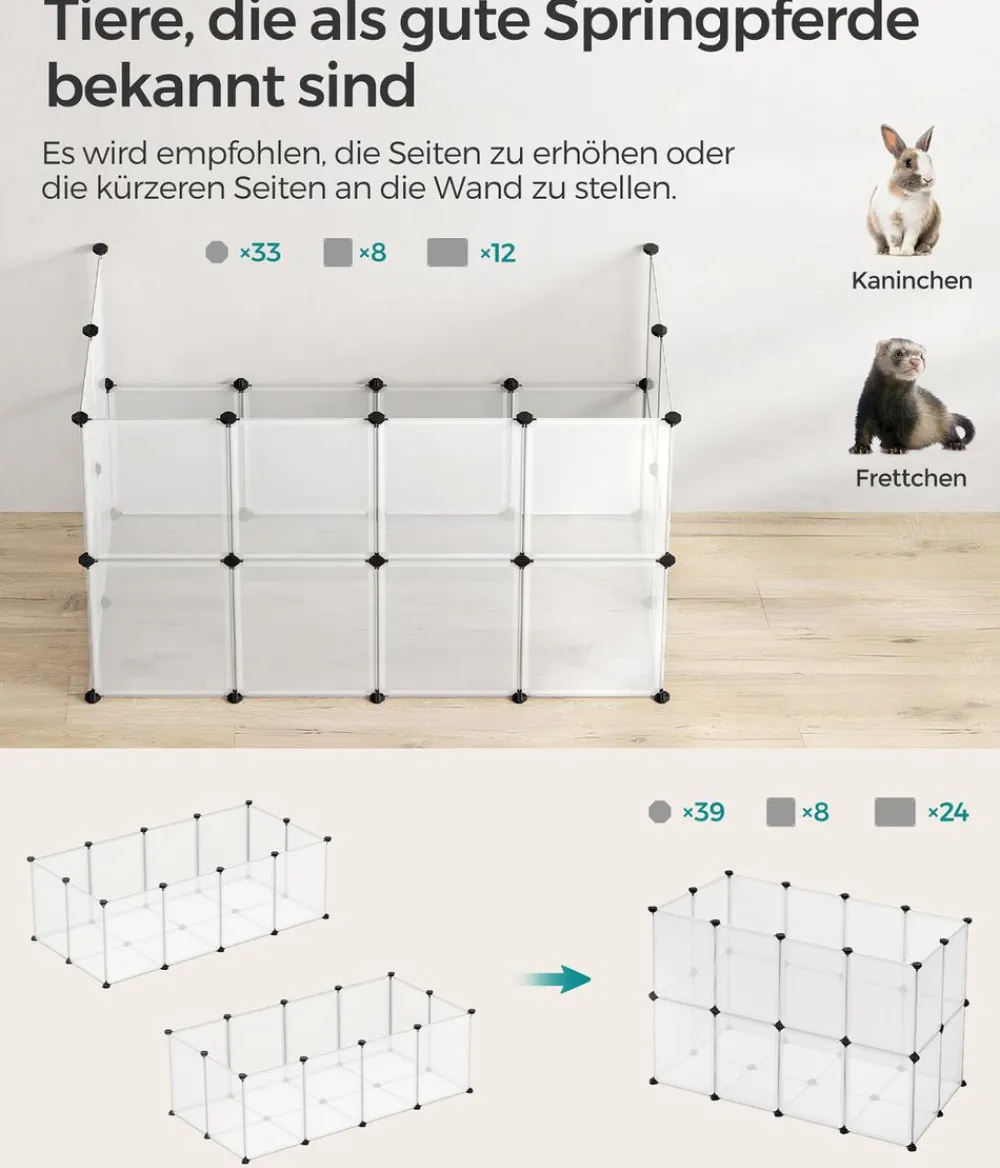 Feandrea Mehr Hundezubehör|Freilaufgehege - Freigehege aus Kunststoff, ca. B143/H46/T73 cm