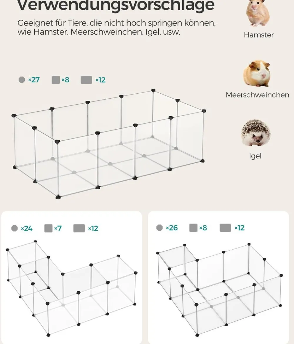 Feandrea Mehr Hundezubehör|Freilaufgehege - Freigehege aus Kunststoff, ca. B143/H46/T73 cm