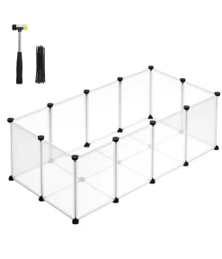 Feandrea Freilaufgehege - Freigehege mit Bodenplatten, Kuststoff, ca. B125/H42/T63 cm Transparent