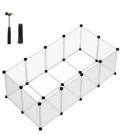 Feandrea Freilaufgehege - Freigehege mit Bodenplatten, Kuststoff, ca. B125/H42/T63 cm Transparent