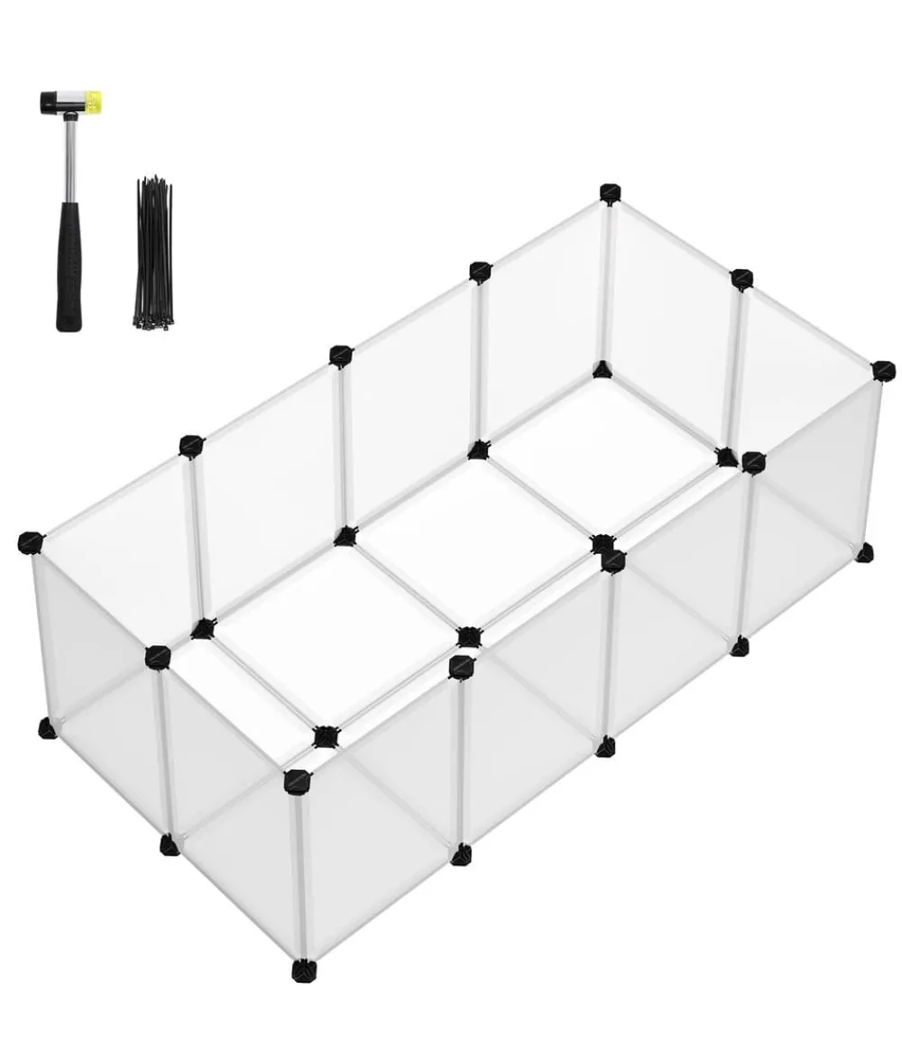 Feandrea Freilaufgehege - Freigehege mit Bodenplatten, Kuststoff, ca. B125/H42/T63 cm Transparent
