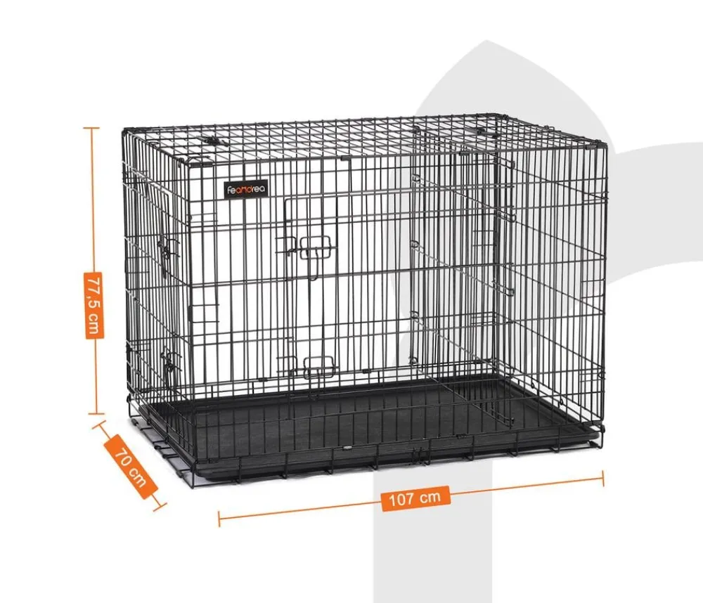 Feandrea Mehr Hundeschlafplätze - Hundekäfig mit Trennwand, ca. B107/H77,5/T70 cm Schwarz
