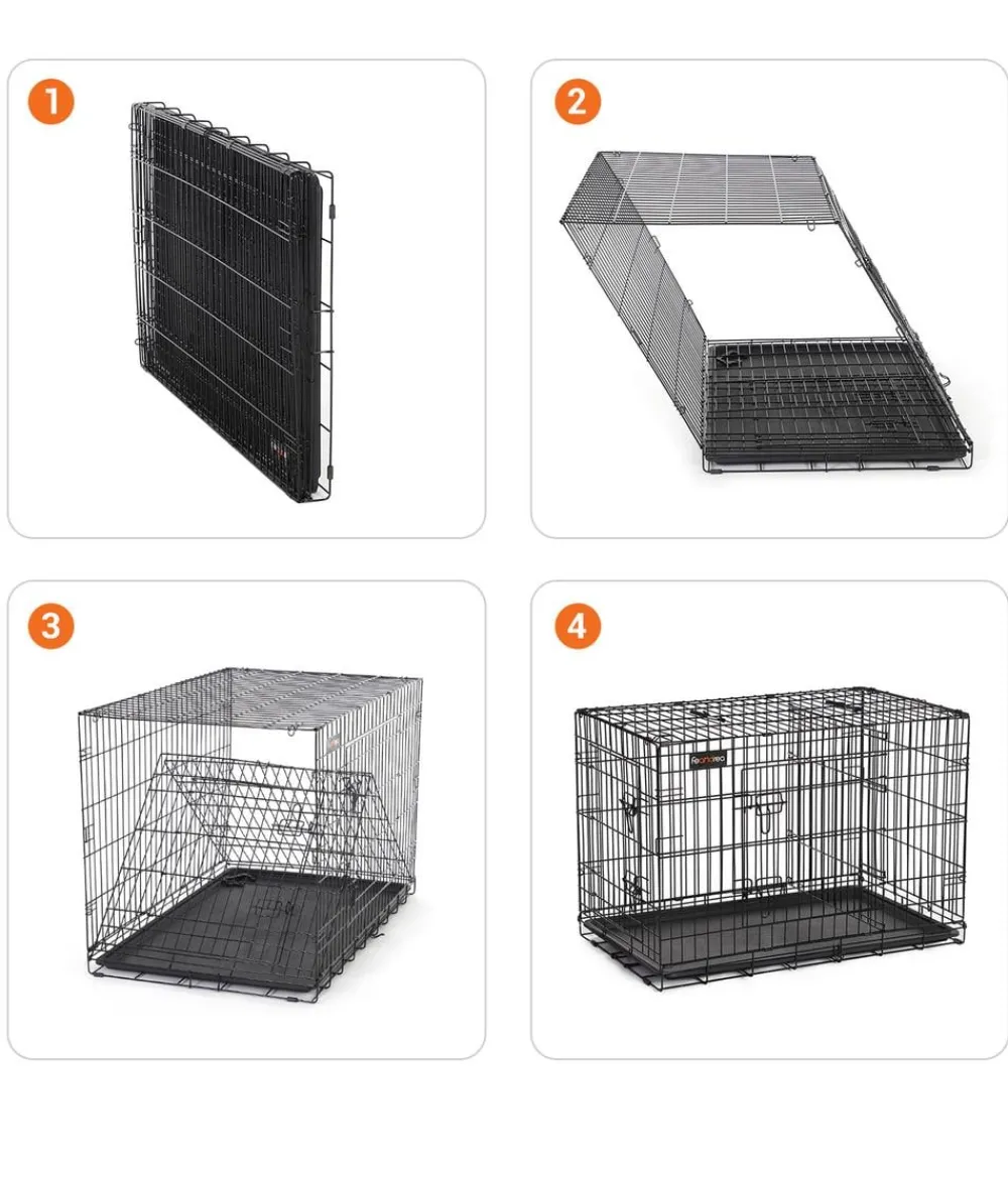 Feandrea Mehr Hundeschlafplätze - Hundekäfig mit Trennwand, ca. B107/H77,5/T70 cm Schwarz