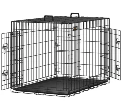 Feandrea Hundekäfig XXL mit 2 Türen Schwarz Outlet