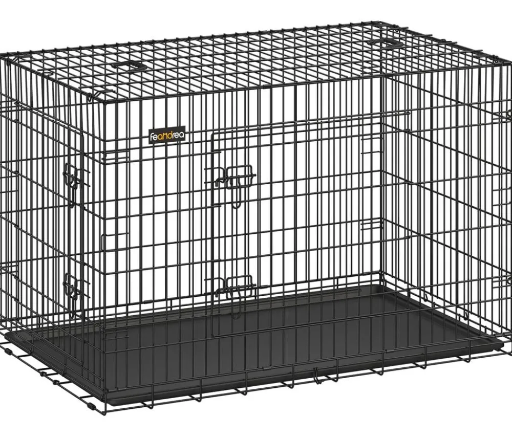 Feandrea Mehr Hundeschlafplätze - Hundekäfig XXL mit 2 Türen Schwarz
