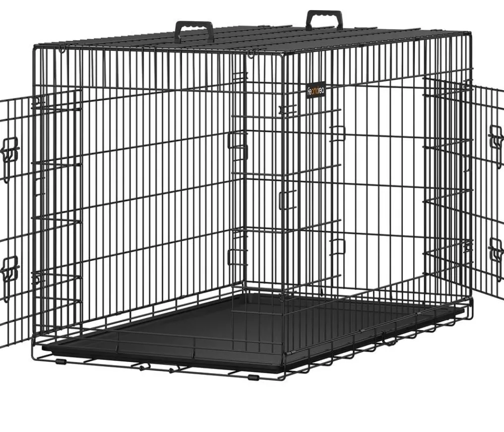 Feandrea Mehr Hundeschlafplätze - Hundekäfig XXL mit 2 Türen Schwarz