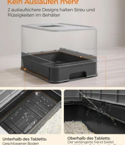 Feandrea Katzenklo - Katzenklo mit Deckel, ca. B42,5/H37,8/T54,3 cm Grau
