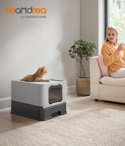 Feandrea Katzenklo - Katzenklo mit Deckel, ca. B42,5/H37,8/T54,3 cm Grau