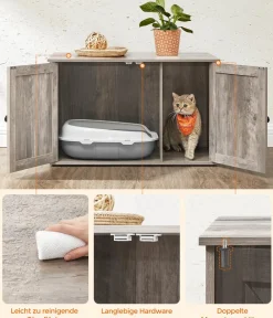 Feandrea Katzenklo-Schrank mit Türen, ca. B80/H49,2/T53 cm Hellgrau New