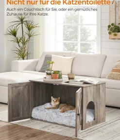 Feandrea Katzenklo-Schrank mit Türen, ca. B80/H49,2/T53 cm Hellgrau New