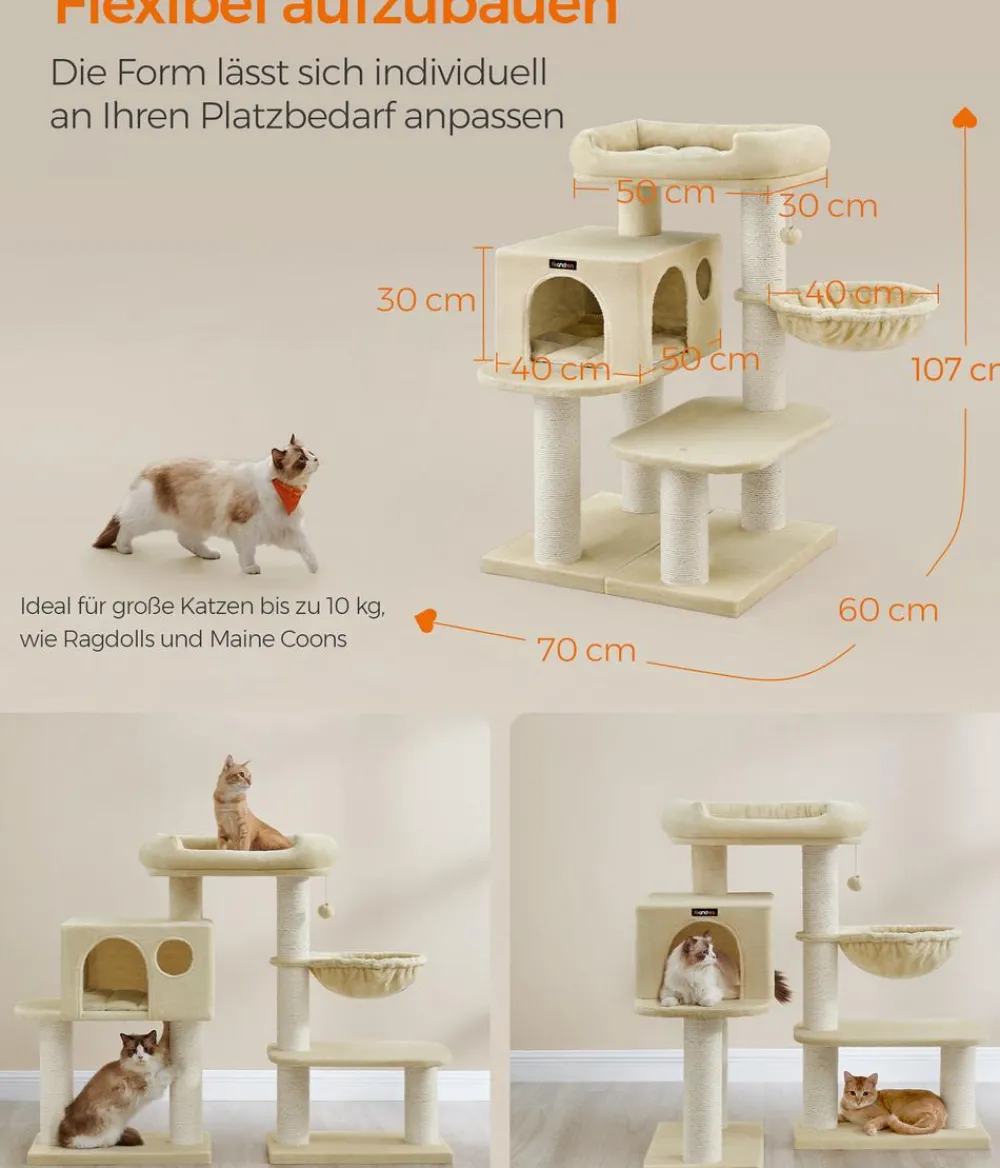 Feandrea Kratzbäume & Kratzmöbel > Kratzbaum, ca. B70/H107/T60 cm