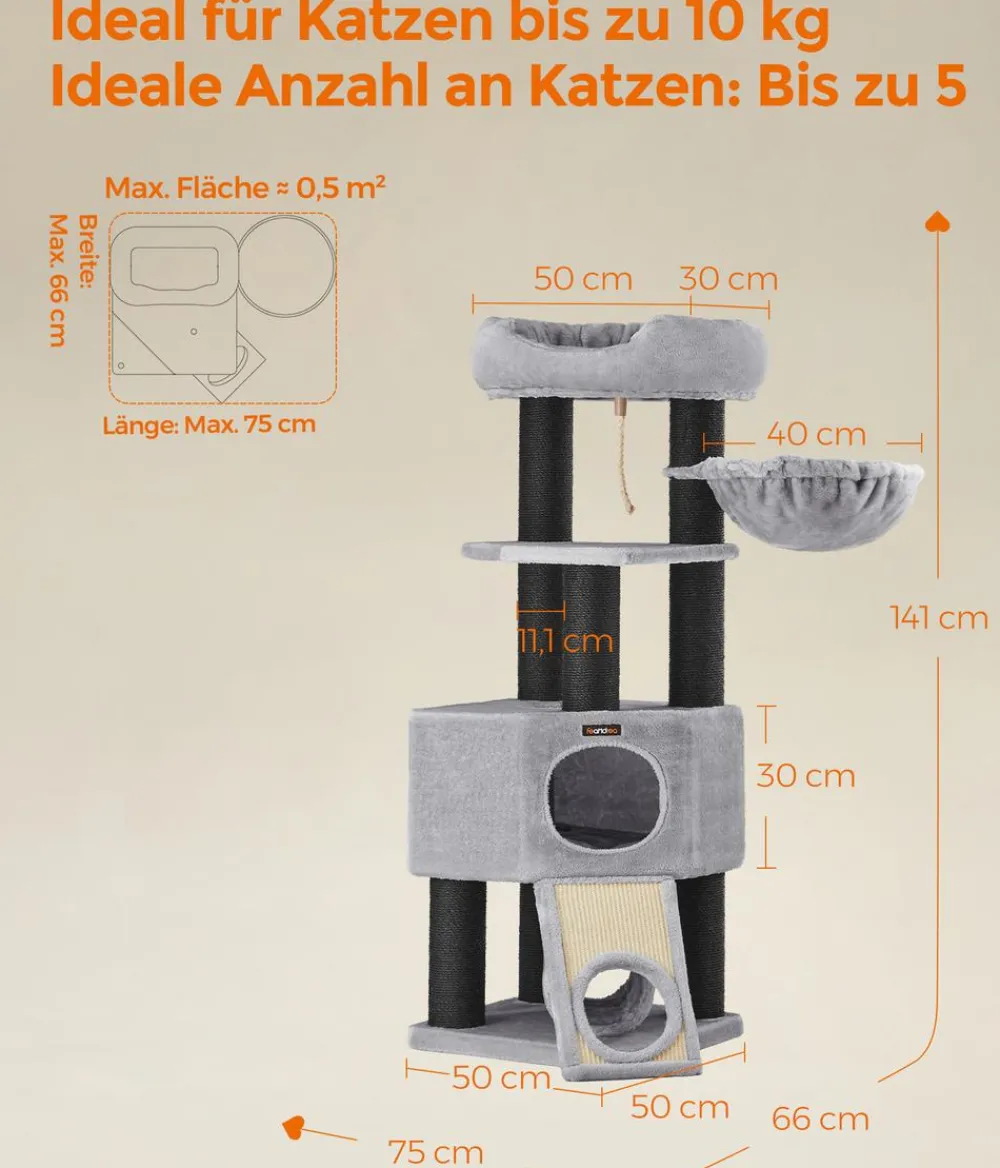 Feandrea Kratzbäume & Kratzmöbel > Kratzbaum, ca. B50/H141/T50 cm
