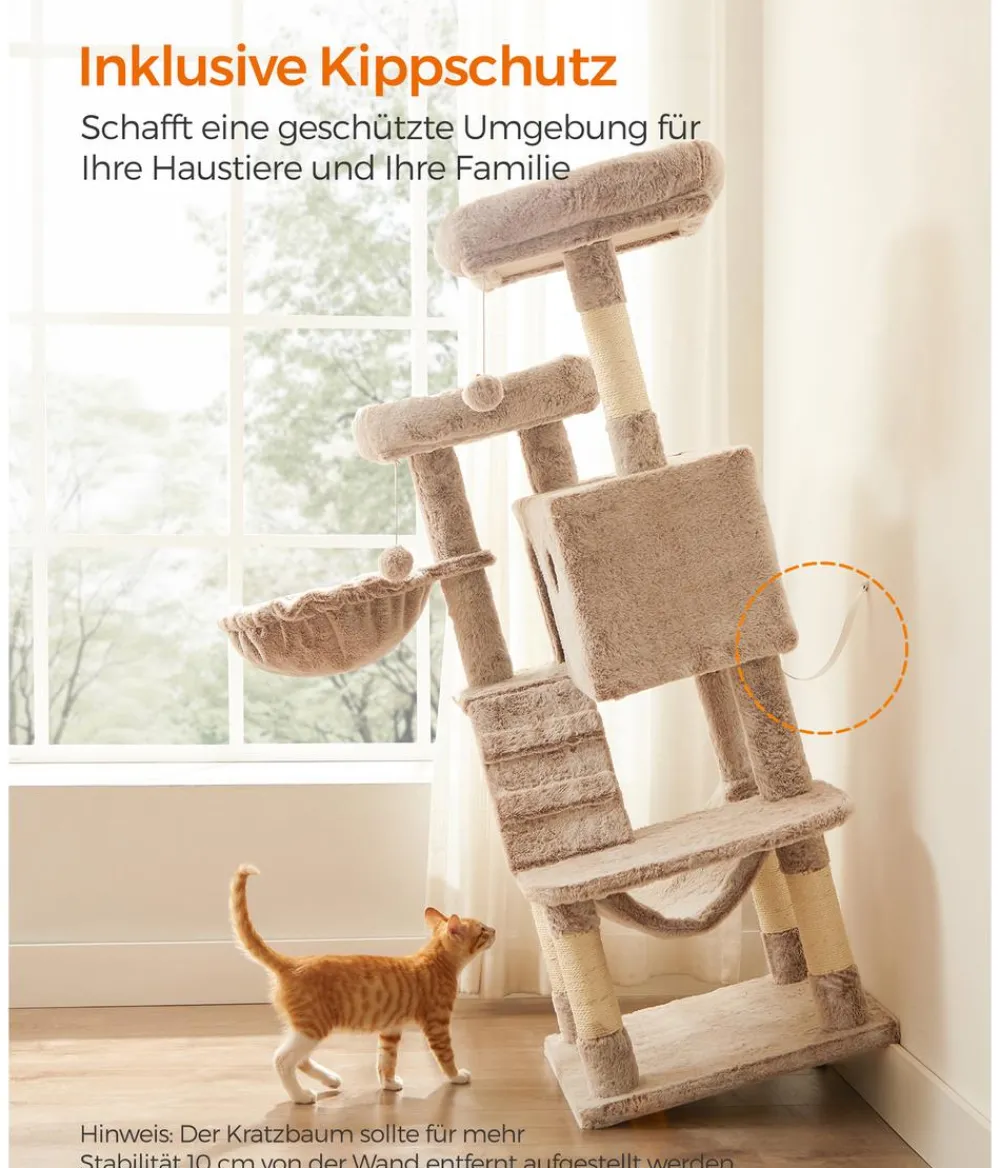 Feandrea Kratzbäume & Kratzmöbel - Kratzbaum, , ca. B49/H135/T49 cm Hellbraun