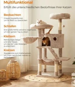 Feandrea Kratzbäume & Kratzmöbel - Kratzbaum, , ca. B49/H135/T49 cm Hellbraun