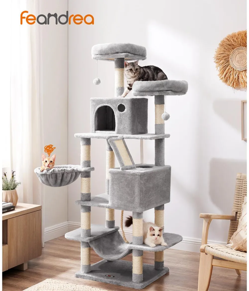 Feandrea Kratzbäume & Kratzmöbel > Kratzbaum mit Höhle, ca. B55/H168/T45 cm