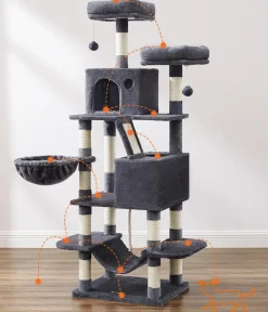 Feandrea Kratzbäume & Kratzmöbel > Kratzbaum mit Höhle, ca. B55/H168/T45 cm