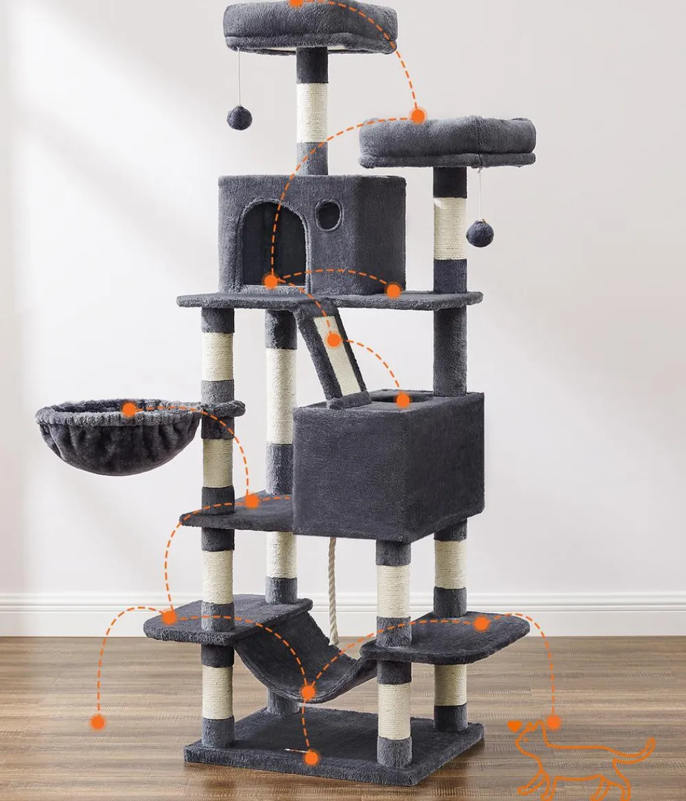 Feandrea Kratzbäume & Kratzmöbel > Kratzbaum mit Höhle, ca. B55/H168/T45 cm