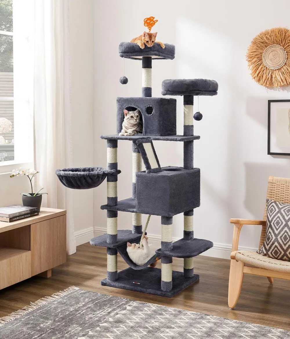 Feandrea Kratzbäume & Kratzmöbel > Kratzbaum mit Höhle, ca. B55/H168/T45 cm