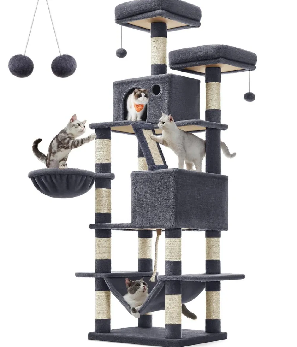 Feandrea Kratzbäume & Kratzmöbel > Kratzbaum mit Höhle, ca. B55/H168/T45 cm