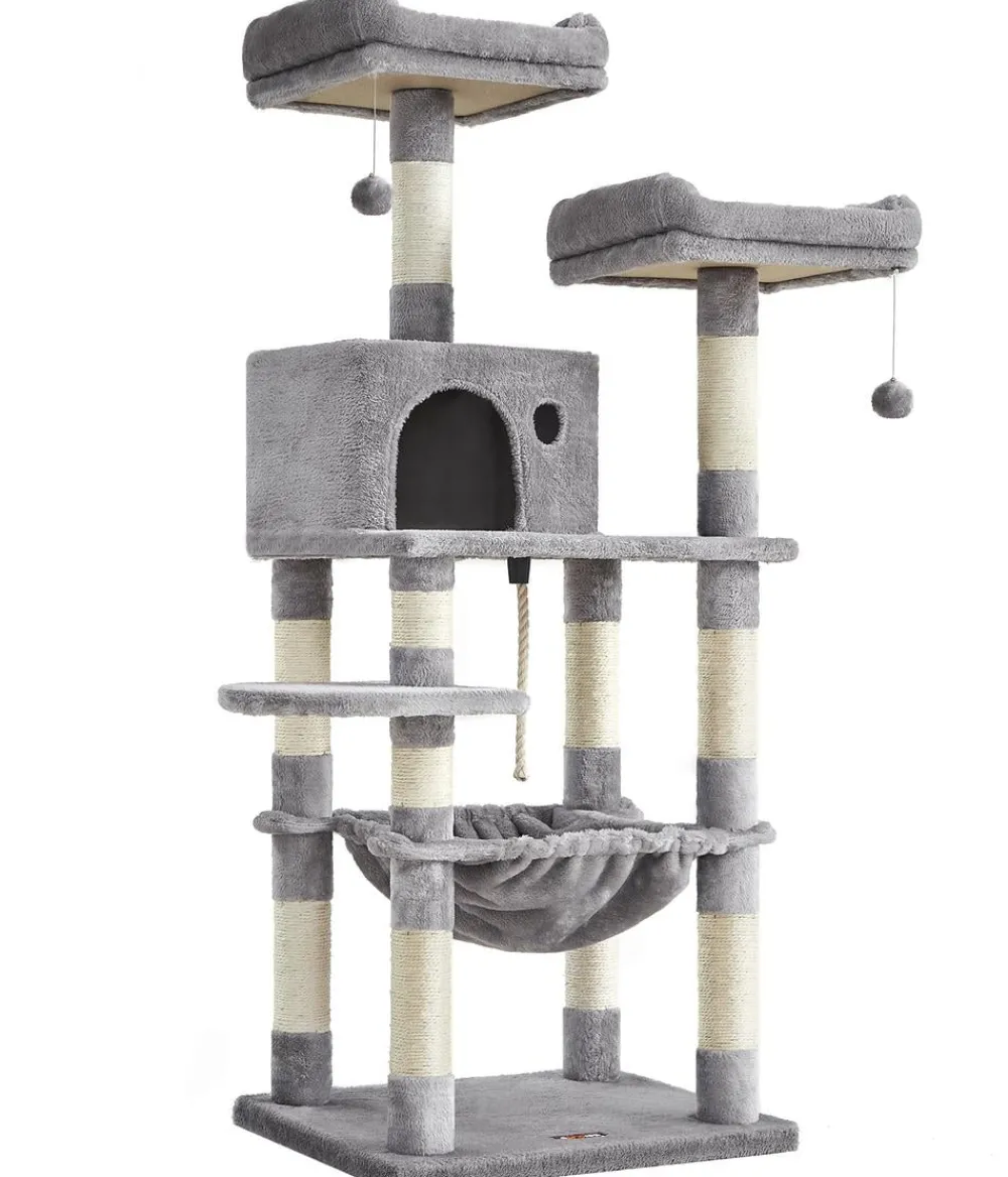 Feandrea Kratzbäume & Kratzmöbel > Kratzbaum mit Hängematte, ca. B55/H143/T45 cm