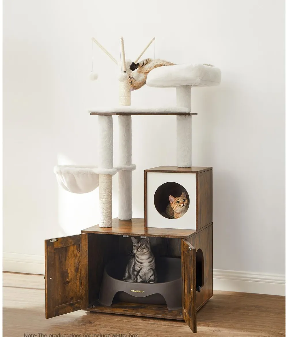 Feandrea Kratzbaum mit Katzenklo-Schrank, ca. B87,6/H151/T61,2 cm New