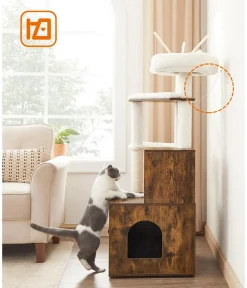 Feandrea Kratzbaum mit Katzenklo-Schrank, ca. B87,6/H151/T61,2 cm New