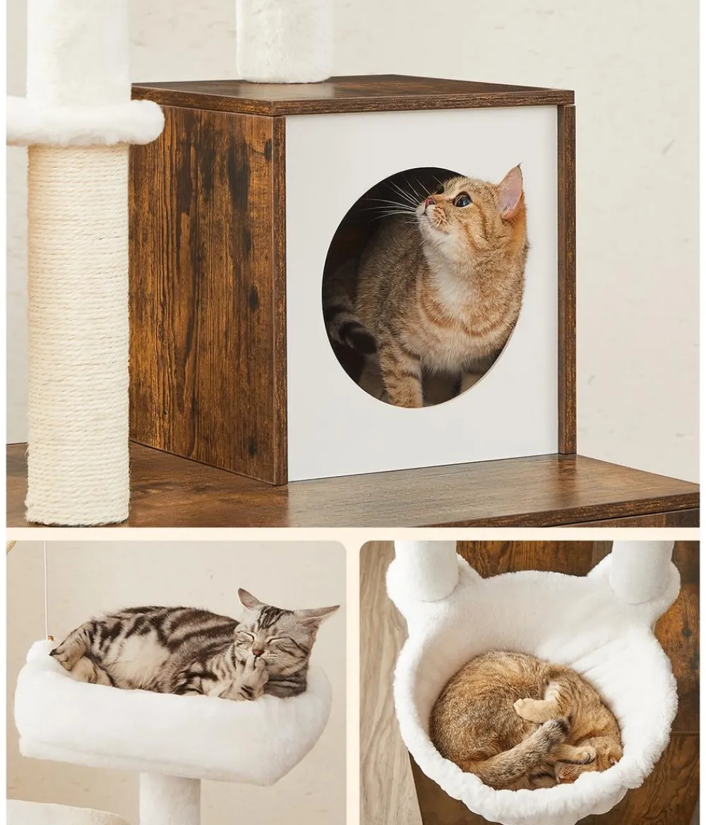 Feandrea Kratzbaum mit Katzenklo-Schrank, ca. B87,6/H151/T61,2 cm New