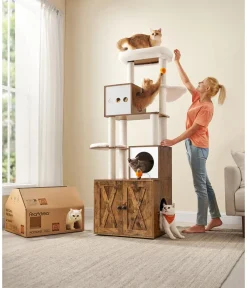 Feandrea Kratzbäume & Kratzmöbel|Katzenklo - Kratzbaum mit Katzenklo-Schrank, /, ca. B104/H185/T61 cm