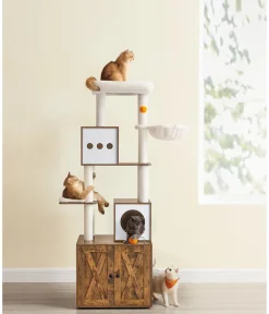 Feandrea Kratzbäume & Kratzmöbel|Katzenklo - Kratzbaum mit Katzenklo-Schrank, /, ca. B104/H185/T61 cm