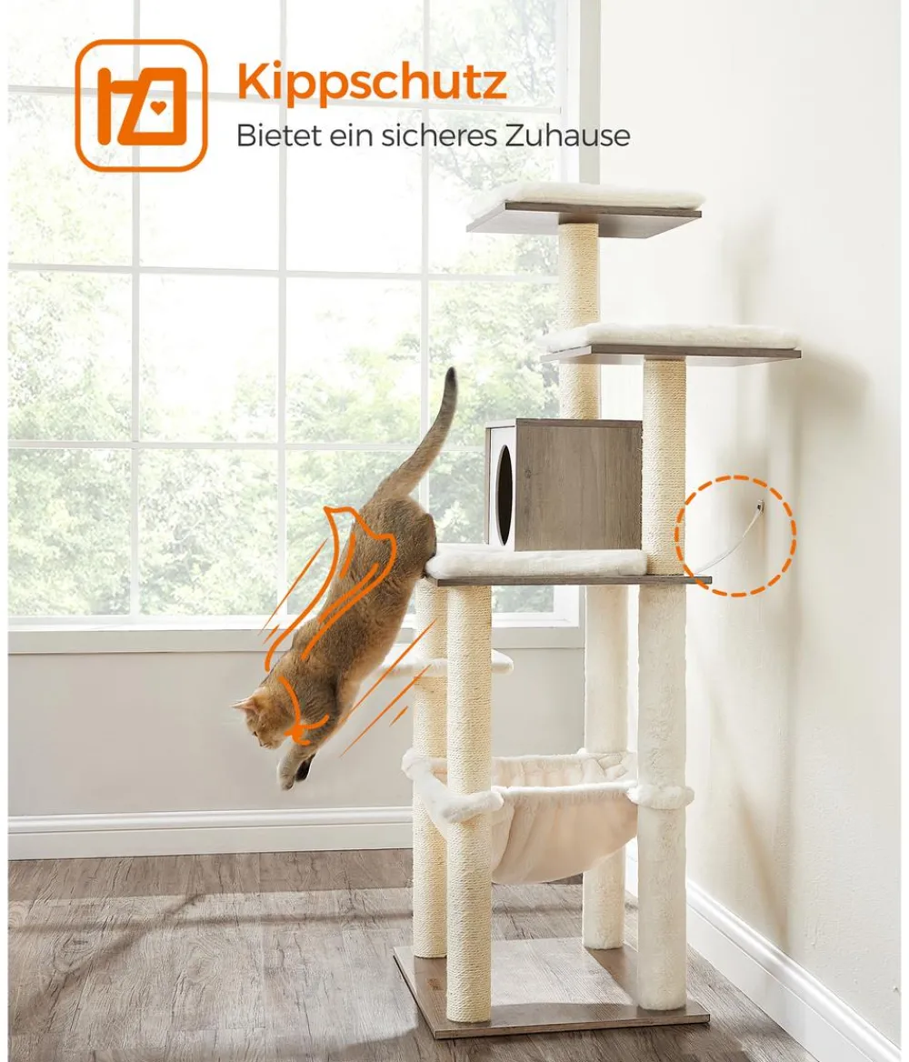 Feandrea Kratzbäume & Kratzmöbel > Kratzbaum mit Plattform, ca. B72/H138/T64 cm